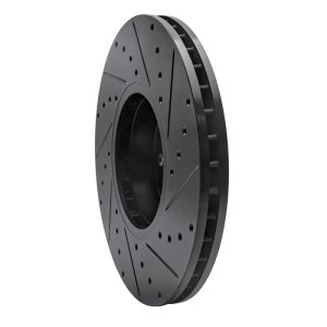 BMW X6 Brake Rotor (1) - Front Left - R1 Concepts - Drilled & Slotted - Black - `07-`19